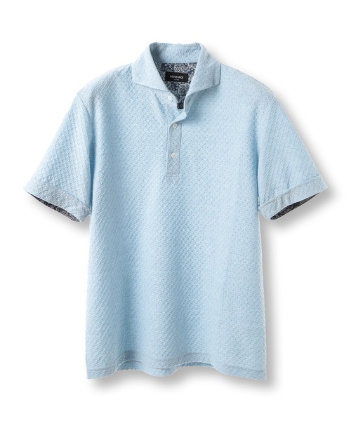 MEN'S BIGI（メンズビギ）の「シャーリングジャカードポロシャツ（ポロシャツ・メンズ・ブルー/ホワイト/グレー/ブラック・03/04/02/01）」の4枚目の写真