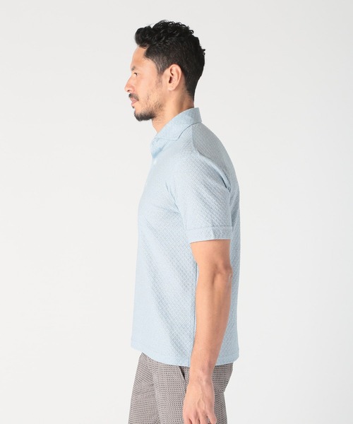 MEN'S BIGI（メンズビギ）の「シャーリングジャカードポロシャツ（ポロシャツ・メンズ・ブルー/ホワイト/グレー/ブラック・03/04/02/01）」の5枚目の写真