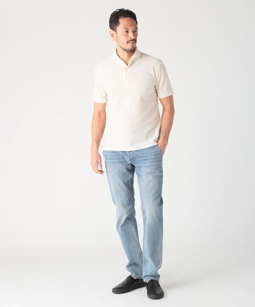 MEN'S BIGI（メンズビギ）の「シャーリングジャカードポロシャツ（ポロシャツ・メンズ・ブルー/ホワイト/グレー/ブラック・03/04/02/01）」の11枚目の写真