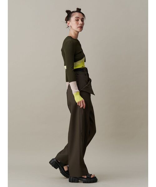 UN3D.（アンスリード）の「CURVE BELT LAYERED PT / カーブベルトレイヤードパンツ（その他パンツ・レディース・ベージュ/カーキ/ブラック・38/36）」の15枚目の写真