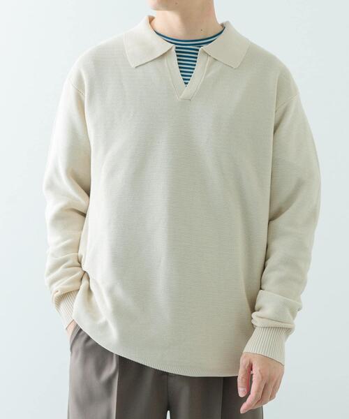 ITEMS URBANRESEARCH（アイテムズ アーバンリサーチ）の「ガーター編みスキッパーニット（ニット/セーター・メンズ・ブラウン/ナチュラル・MEDIUM/LARGE）」の3枚目の写真