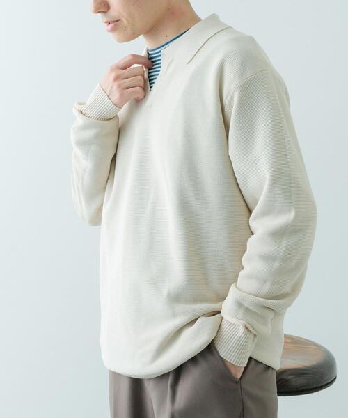 ITEMS URBANRESEARCH（アイテムズ アーバンリサーチ）の「ガーター編みスキッパーニット（ニット/セーター・メンズ・ブラウン/ナチュラル・MEDIUM/LARGE）」の5枚目の写真