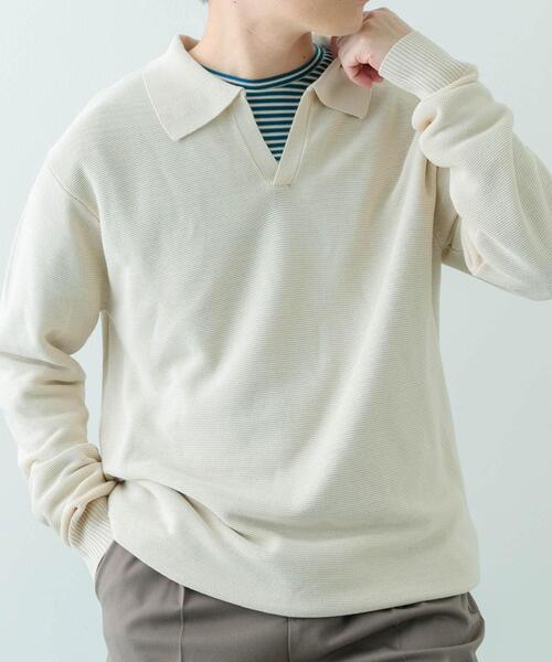 ITEMS URBANRESEARCH（アイテムズ アーバンリサーチ）の「ガーター編みスキッパーニット（ニット/セーター・メンズ・ブラウン/ナチュラル・MEDIUM/LARGE）」の6枚目の写真