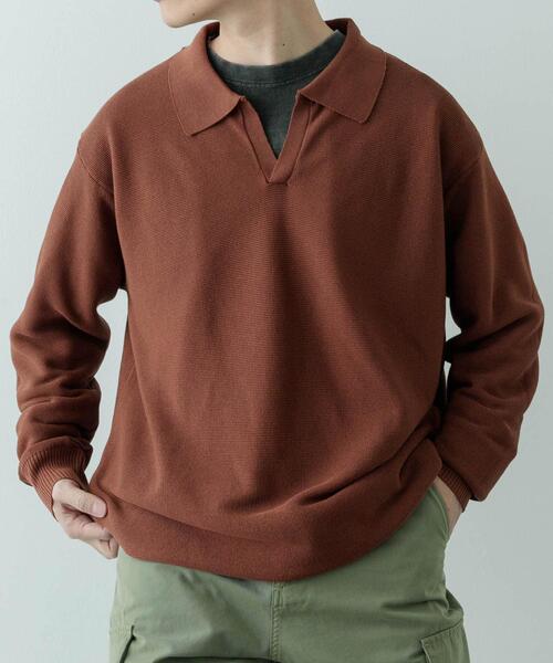 ITEMS URBANRESEARCH（アイテムズ アーバンリサーチ）の「ガーター編みスキッパーニット（ニット/セーター・メンズ・ブラウン/ナチュラル・MEDIUM/LARGE）」の18枚目の写真