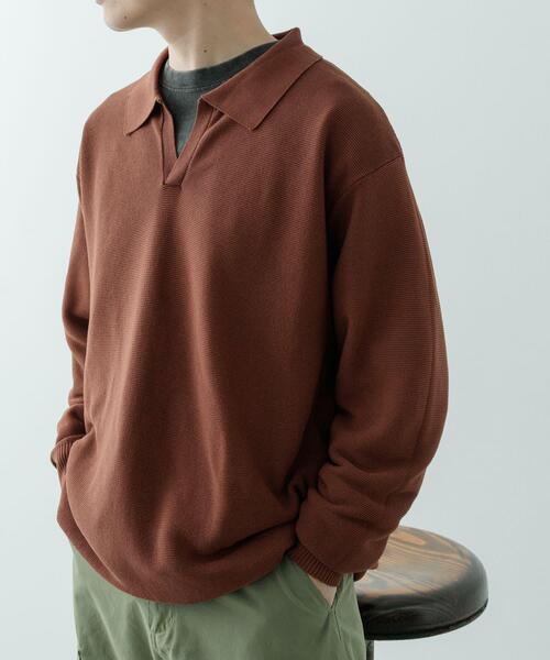 ITEMS URBANRESEARCH（アイテムズ アーバンリサーチ）の「ガーター編みスキッパーニット（ニット/セーター・メンズ・ブラウン/ナチュラル・MEDIUM/LARGE）」の19枚目の写真