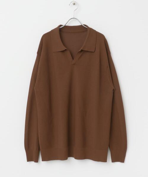 ITEMS URBANRESEARCH（アイテムズ アーバンリサーチ）の「ガーター編みスキッパーニット（ニット/セーター・メンズ・ブラウン/ナチュラル・MEDIUM/LARGE）」の21枚目の写真