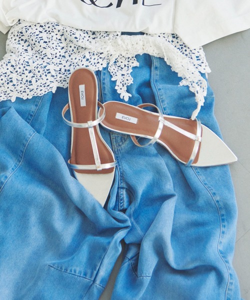 Doux archives（ドゥアルシーヴ）の「ナローストラップミュールサンダル（サンダル・レディース・ブラック/シルバー/ブラウン・23.5/24.5）」の9枚目の写真