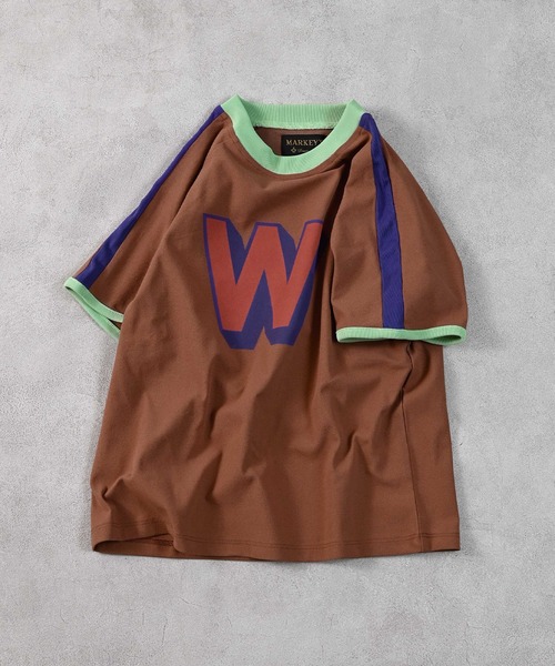 MARKEY'S（マーキーズ）の「サイドラインアルファベットTシャツ【セットアップ可能】（セットアップ・キッズ・ブルー/オフホワイト/ブラウン・150/140/130/120/110/100/95/90/80）」の8枚目の写真