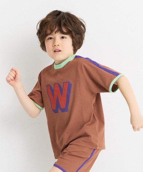 MARKEY'S（マーキーズ）の「サイドラインアルファベットTシャツ【セットアップ可能】（セットアップ・キッズ・ブルー/オフホワイト/ブラウン・150/140/130/120/110/100/95/90/80）」の10枚目の写真