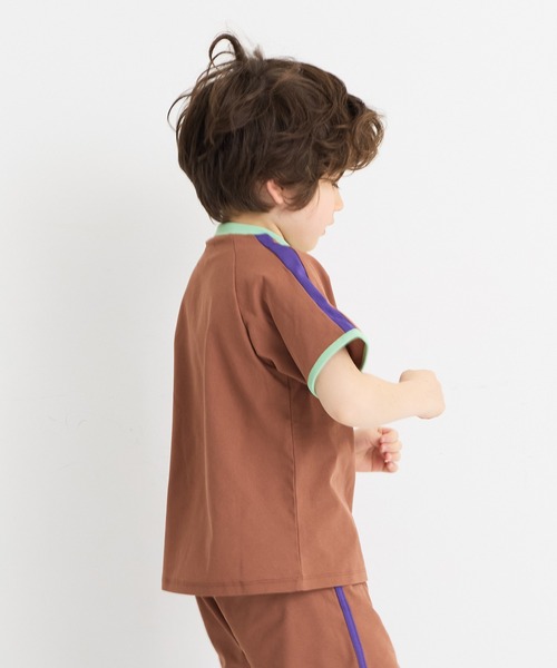 MARKEY'S（マーキーズ）の「サイドラインアルファベットTシャツ【セットアップ可能】（セットアップ・キッズ・ブルー/オフホワイト/ブラウン・150/140/130/120/110/100/95/90/80）」の11枚目の写真