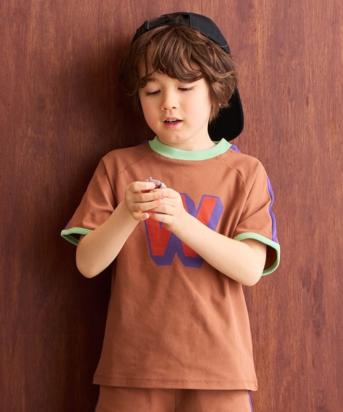 MARKEY'S（マーキーズ）の「サイドラインアルファベットTシャツ【セットアップ可能】（セットアップ・キッズ・ブルー/オフホワイト/ブラウン・150/140/130/120/110/100/95/90/80）」の13枚目の写真