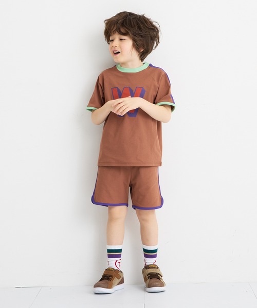 MARKEY'S（マーキーズ）の「サイドラインアルファベットTシャツ【セットアップ可能】（セットアップ・キッズ・ブルー/オフホワイト/ブラウン・150/140/130/120/110/100/95/90/80）」の19枚目の写真