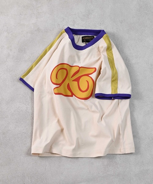 MARKEY'S（マーキーズ）の「サイドラインアルファベットTシャツ【セットアップ可能】（セットアップ・キッズ・ブルー/オフホワイト/ブラウン・150/140/130/120/110/100/95/90/80）」の22枚目の写真