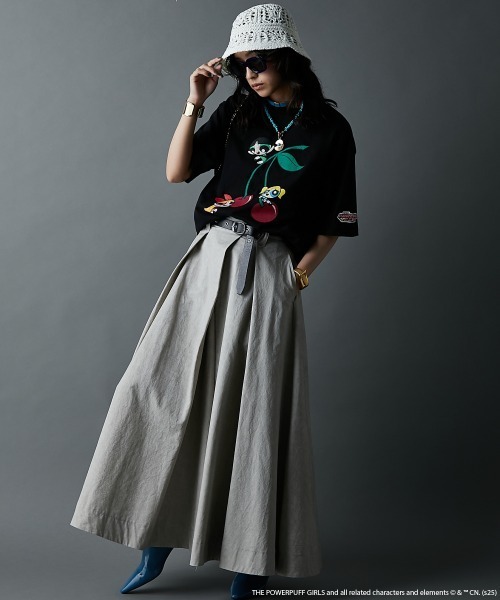 GEVS.(ジェイヴィス)の「パワーパフ ガールズ/綿100%チェリー柄ヴィンテージ風プリントTシャツ<大きいサイズ有>GEVS.(Tシャツ/カットソー・レディース・オフホワイト/ブラック/ピンク・M/L/LL/3L/4L/5L)」の6枚目の写真