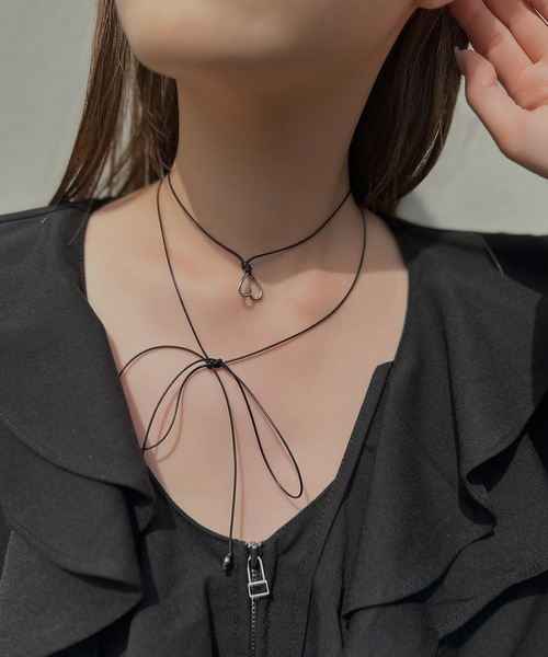 Phoebe（フィービィー）の「ハートコードチョーカーネックレス（チョーカー・レディース・シルバー系1/シルバー系2・FREE）」の2枚目の写真