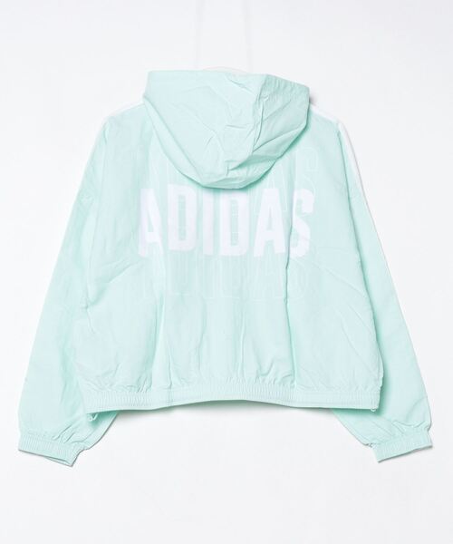 adidas(アディダス)の「アディダス adidas エッセンシャルズ リピートロゴ ルーズフィット ウインドブレーカー(ナイロンジャケット・レディース・ブラック/スモークピンク/エメラルド・M/L)」の4枚目の写真