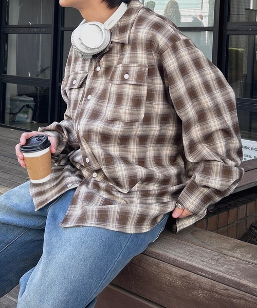 MandO（Auntie Rosa）（エムオー）の「【MandO】チェック柄2ポケットシャツ（シャツ/ブラウス・メンズ・ブラック/ダークブラウン・MEDIUM/LARGE）」の18枚目の写真