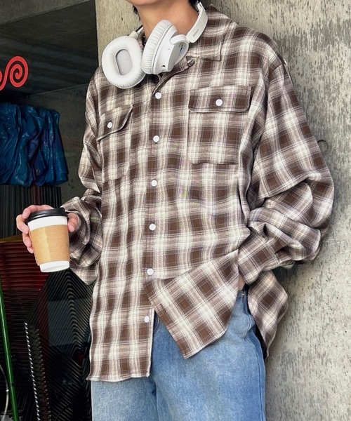 MandO（Auntie Rosa）（エムオー）の「【MandO】チェック柄2ポケットシャツ（シャツ/ブラウス・メンズ・ブラック/ダークブラウン・MEDIUM/LARGE）」の19枚目の写真