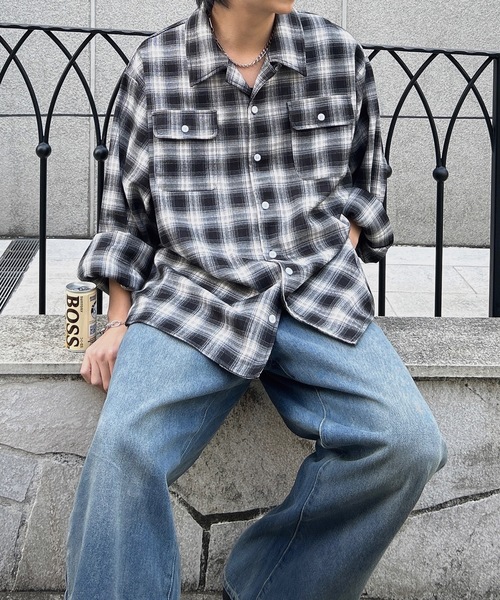 MandO（Auntie Rosa）（エムオー）の「【MandO】チェック柄2ポケットシャツ（シャツ/ブラウス・メンズ・ブラック/ダークブラウン・MEDIUM/LARGE）」の10枚目の写真