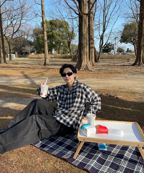 MandO（Auntie Rosa）（エムオー）の「【MandO】チェック柄2ポケットシャツ（シャツ/ブラウス・メンズ・ブラック/ダークブラウン・MEDIUM/LARGE）」の4枚目の写真