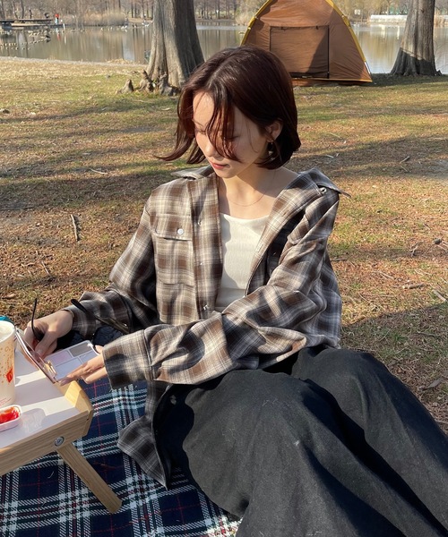 MandO（Auntie Rosa）（エムオー）の「【MandO】チェック柄2ポケットシャツ（シャツ/ブラウス・メンズ・ブラック/ダークブラウン・MEDIUM/LARGE）」の17枚目の写真