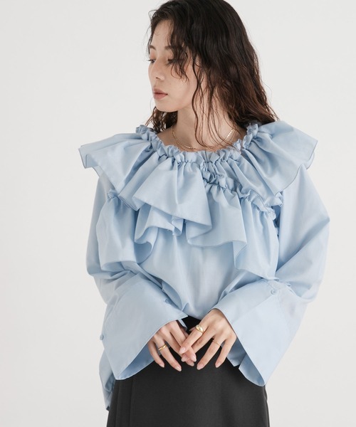 rectangle（レクタングル）の「2wayオフショルフリルブラウス（シャツ/ブラウス・レディース・ホワイト/ブラック/ベージュ/ブルー・FREE）」の15枚目の写真