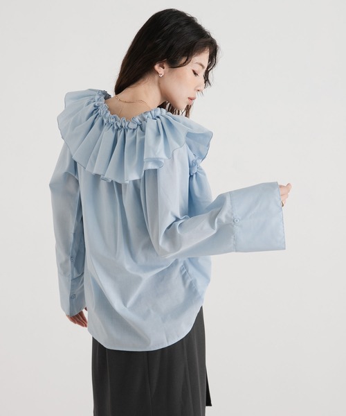 rectangle（レクタングル）の「2wayオフショルフリルブラウス（シャツ/ブラウス・レディース・ホワイト/ブラック/ベージュ/ブルー・FREE）」の16枚目の写真