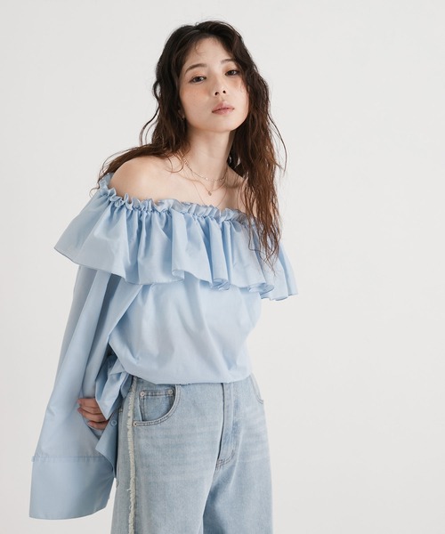 rectangle（レクタングル）の「2wayオフショルフリルブラウス（シャツ/ブラウス・レディース・ホワイト/ブラック/ベージュ/ブルー・FREE）」の17枚目の写真