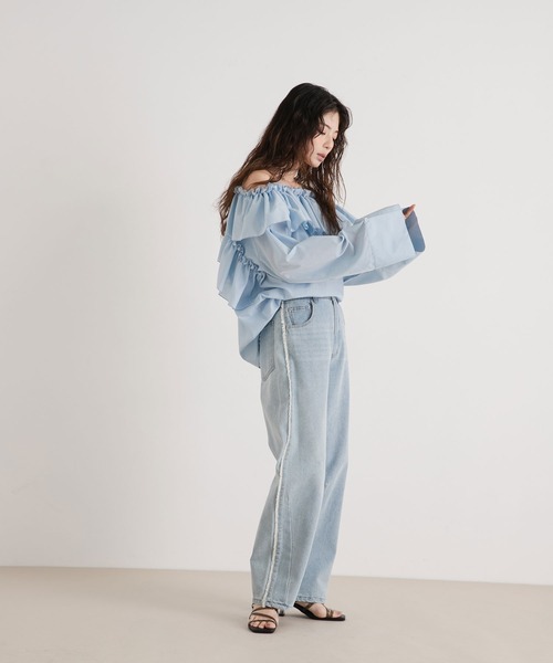 rectangle（レクタングル）の「2wayオフショルフリルブラウス（シャツ/ブラウス・レディース・ホワイト/ブラック/ベージュ/ブルー・FREE）」の19枚目の写真