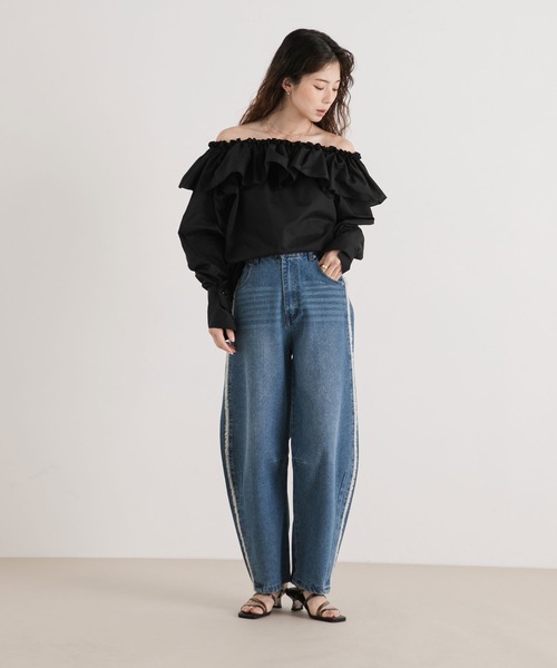 rectangle（レクタングル）の「2wayオフショルフリルブラウス（シャツ/ブラウス・レディース・ホワイト/ブラック/ベージュ/ブルー・FREE）」の21枚目の写真