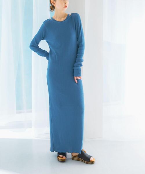 URBAN RESEARCH ROSSO WOMEN(アーバンリサーチ ロッソ)の「CaRouseLamBRa LONG-SLEEVE DRESS PACK(ワンピース・レディース・ホワイト/ブルー/カーキ・OS)」の7枚目の写真