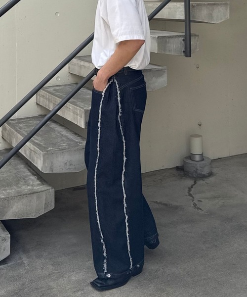 Gaphos (ガフォス)の「2wayスナップバルーンフリンジデニムパンツ/セットアップ可(デニムパンツ・メンズ・ブルー/ブラック・1/2/3)」の19枚目の写真