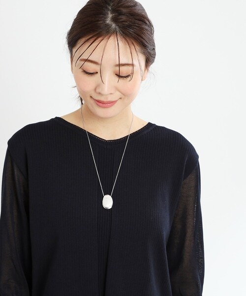 Reflect（リフレクト）の「【夏SALE／チェーン長さ調節可】エッグ型パーツネックレス（ネックレス・レディース・ゴールド/シルバー/シルバー系4・00）」の5枚目の写真