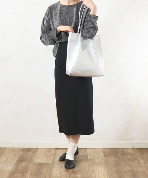 セール】【MAISON BREEZE】クロコ型押し ミドルタックトートバッグ