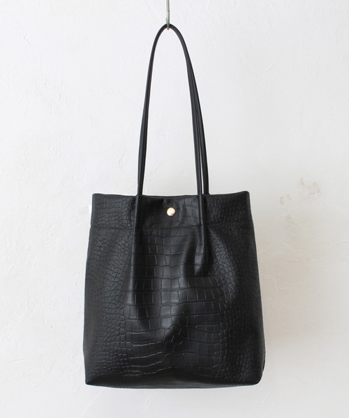 MAISON BREEZE（メゾンブリーズ）の「【MAISON BREEZE】クロコ型押し ミドルタックトートバッグ SNBD（トートバッグ・レディース・モカ/アイボリー/ブラック/シルバー・FREE）」の3枚目の写真