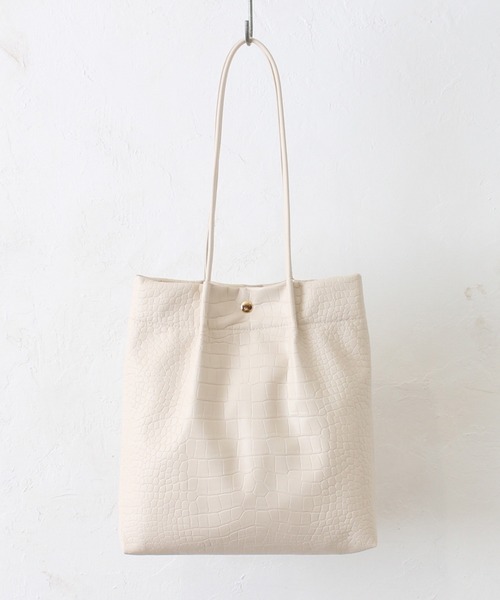 MAISON BREEZE（メゾンブリーズ）の「【MAISON BREEZE】クロコ型押し ミドルタックトートバッグ SNBD（トートバッグ・レディース・モカ/アイボリー/ブラック/シルバー・FREE）」の5枚目の写真
