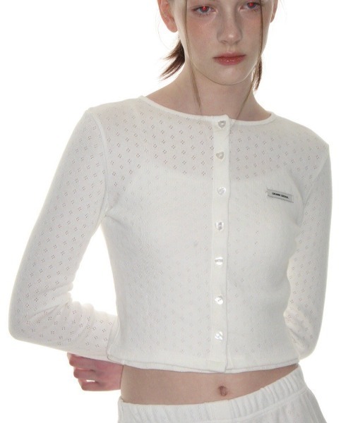★CRANK★HEART BUTTON EYELET SHORTS_WHITE★正規品/直送料込 CRANK】HEART BUTTON EYELET CARDIGAN（カーディガン/ボレロ