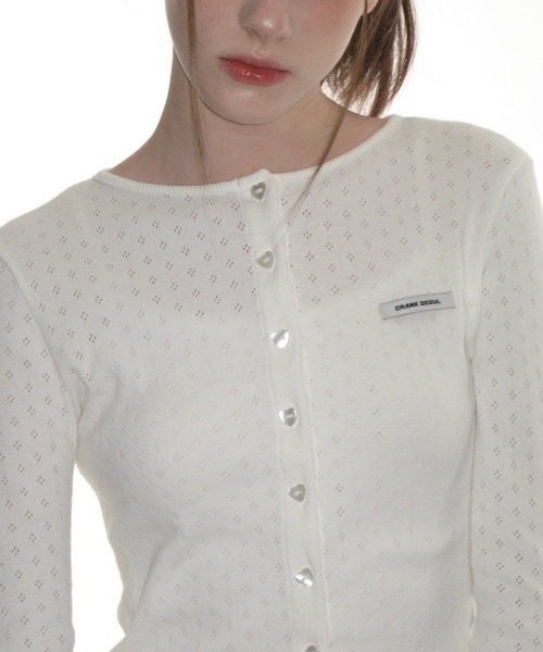 【CRANK】Heart Button Eyelet Cardigan CRANK】HEART BUTTON EYELET CARDIGAN | OUR BRAND,CRANK