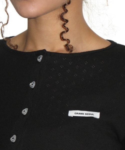 CRANK（クランク）の「【CRANK】HEART BUTTON EYELET CARDIGAN / 【クランク】ハートボタンアイレット長袖カーディガン（カーディガン/ボレロ・レディース・ホワイト/レッド/ブラック・ONE SIZE）」の15枚目の写真