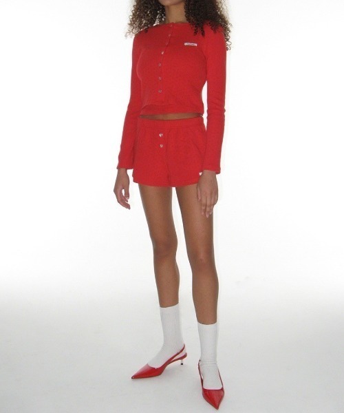 ★CRANK★HEART BUTTON EYELET SHORTS_WHITE★正規品/直送料込 Eyelet Short With Side Zip For Women | Factory