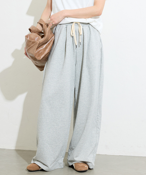 JOURNAL STANDARD(ジャーナルスタンダード)の「サマー裏毛イージーワイドパンツ(スウェットパンツ・レディース・チャコールグレー/ブラック・FREE)」の1枚目の写真
