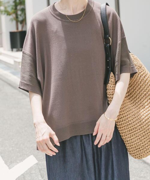 ITEMS URBANRESEARCH（アイテムズ アーバンリサーチ）の「ニットTシャツ（ニット/セーター・レディース・オレンジ/モカ/オフホワイト/ブラック/ブラウン系その他/チャコールグレー・FREE）」の5枚目の写真