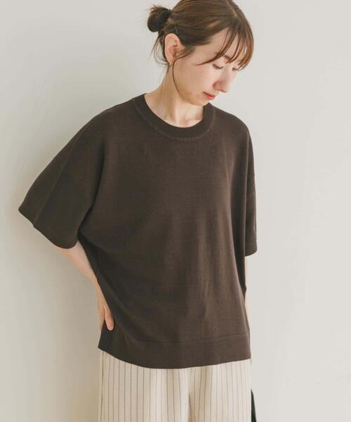 ITEMS URBANRESEARCH（アイテムズ アーバンリサーチ）の「ニットTシャツ（ニット/セーター・レディース・オレンジ/モカ/オフホワイト/ブラック/ブラウン系その他/チャコールグレー・FREE）」の4枚目の写真