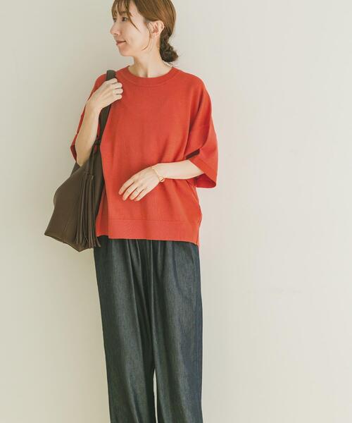 ITEMS URBANRESEARCH（アイテムズ アーバンリサーチ）の「ニットTシャツ（ニット/セーター・レディース・オレンジ/モカ/オフホワイト/ブラック/ブラウン系その他/チャコールグレー・FREE）」の20枚目の写真