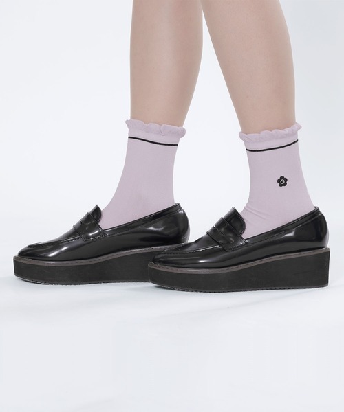MARY QUANT(マリークワント)の「ラインポイントフリル ソックス(ソックス/靴下・レディース・ブラック/パープル/グレー/ライトグリーン・FREE)」の4枚目の写真