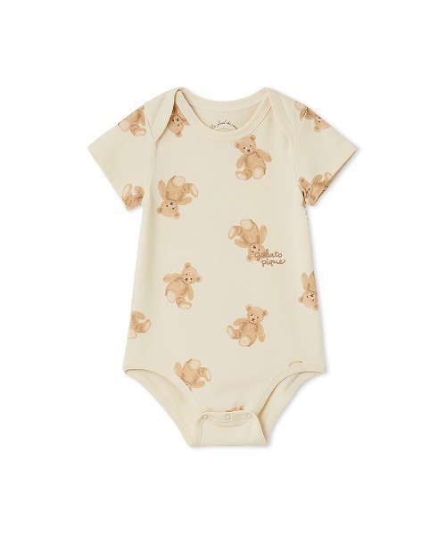 gelato pique(ジェラートピケ)の「【BABY】半袖ボディスーツ(ロンパース・キッズ・レッド/ブルー/ライトピンク/ミント/クリーム/オフホワイト/ピンク/イエロー/グレー/ベージュ・70/80)」の4枚目の写真