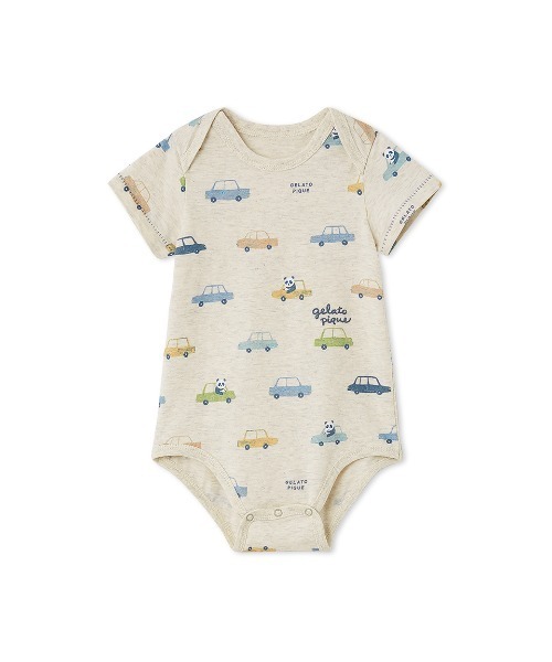 gelato pique(ジェラートピケ)の「【BABY】半袖ボディスーツ(ロンパース・キッズ・レッド/ブルー/ライトピンク/ミント/クリーム/オフホワイト/ピンク/イエロー/グレー/ベージュ・70/80)」の3枚目の写真