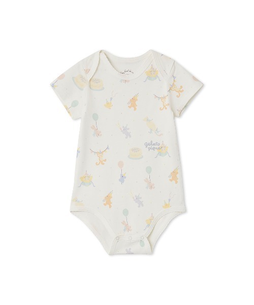 gelato pique(ジェラートピケ)の「【BABY】半袖ボディスーツ(ロンパース・キッズ・レッド/ブルー/ライトピンク/ミント/クリーム/オフホワイト/ピンク/イエロー/グレー/ベージュ・70/80)」の2枚目の写真