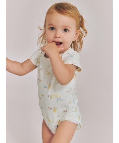 gelato pique(ジェラートピケ)の「【BABY】半袖ボディスーツ(ロンパース・キッズ・レッド/ブルー/ライトピンク/ミント/クリーム/オフホワイト/ピンク/イエロー/グレー/ベージュ・70/80)」の5枚目の写真