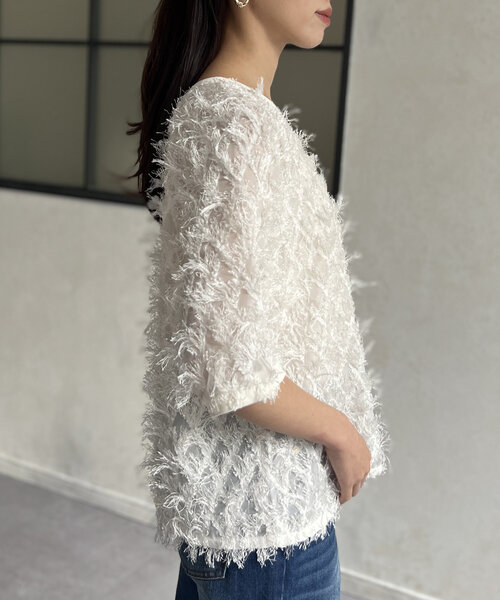 Chez toi(シェトワ)の「シアーフリンジブラウス(シャツ/ブラウス・レディース・ホワイト/ブルー/ブラック・FREE)」の12枚目の写真